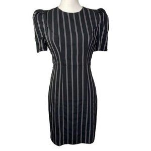 Express Women's Size 4 Striped Puff Short Sleeve Career Dress Black White